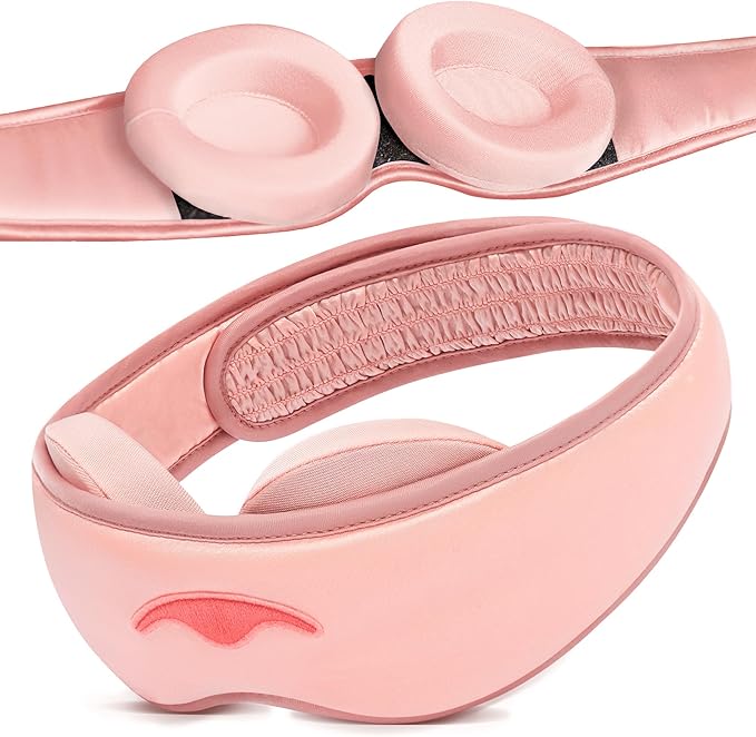Manta Silk Mask - 100% Blackout Silky Sleep Mask, 22 Momme Premium Silk Eye Mask for Deep Sleep, Breathable & Machine Washable (Pink) - Bloomnest