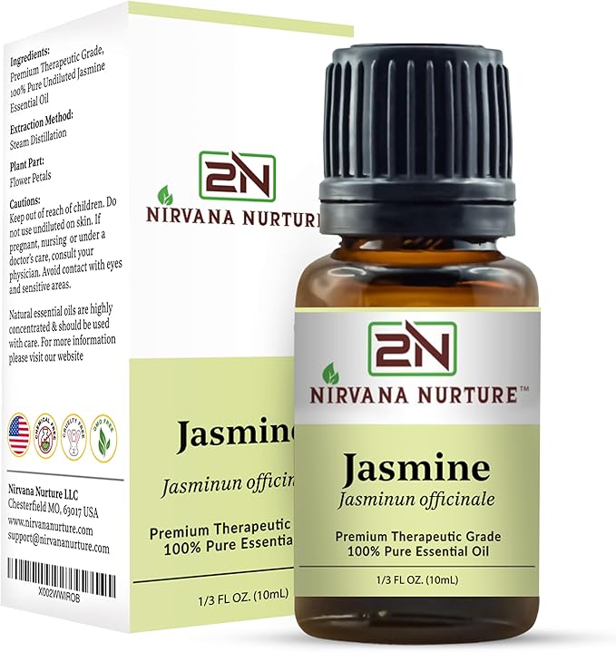 Jasmine Essential Oil, 100% Pure Undiluted, Aromatherapy Oil for Diffuser, Hair & Skin Care NirvanaNurture
