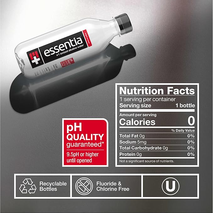 Essentia Water LLC; Ionized Alkaline Bottled Water; 99.9% Pure; 9.5 pH or Higher; Consistent Quality in Every BPA and Phthalate-Free Bottle; 12 Fl Oz (Pack of 12) - Bloomnest