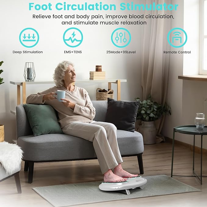 EMS Foot Massager for Neuropathy, NMES Foot Stimulator for Neuropathy Foot Massager for Circulation and Pain Relief EMS with TENS Unit Muscle Stimulator Pads - Bloomnest