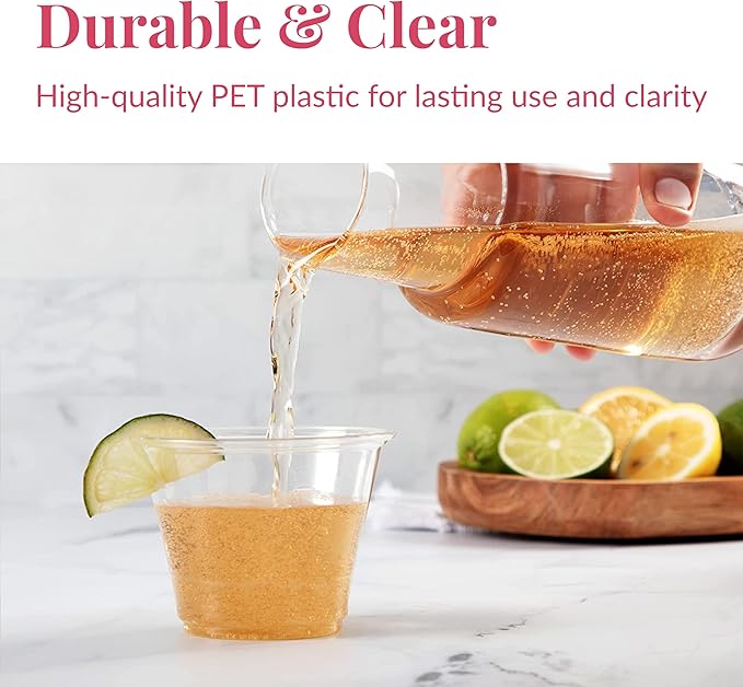 Prestee 400 Pcs Clear Plastic Party Cups Disposable - 9 oz Clear Plastic Cup for Cold Beverages, Cocktails, Smoothies, and Desserts - Durable PET Cups for Gatherings, Events, and Catering - Bloomnest