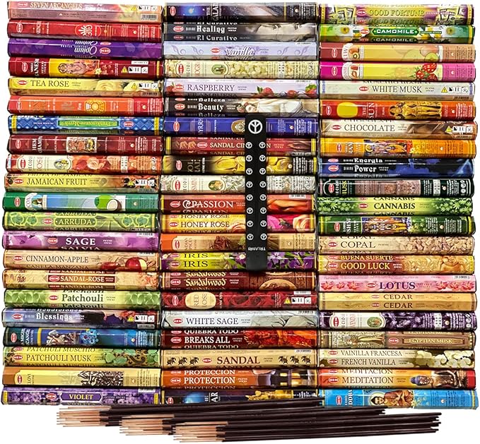 Hem Incense Sticks Variety Pack of 12 Randomly Selected Hexa Fragrances and Incense Stick Holder Bundle Total 240 Sticks - Bloomnest