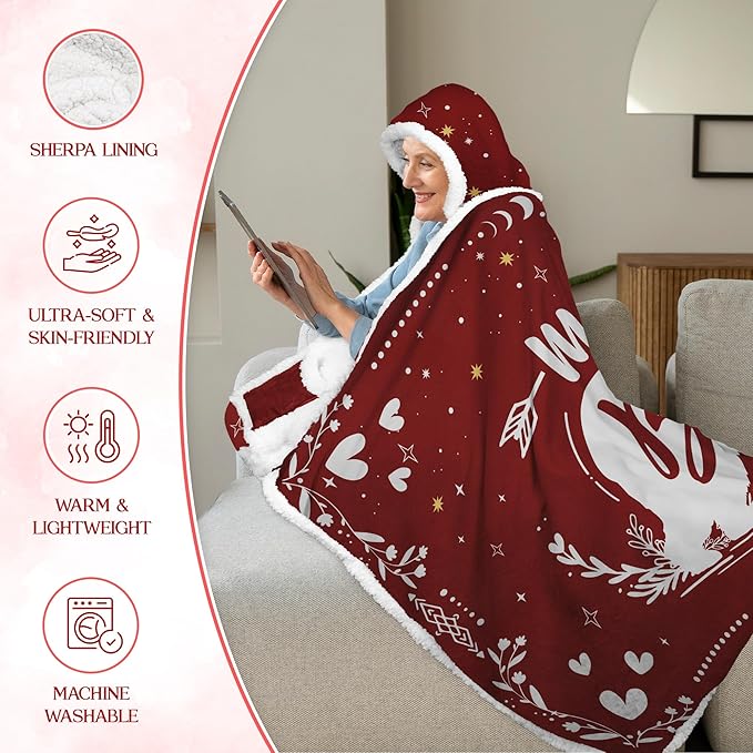GEEMBI Mom Birthday Gifts - Wearable Blanket Hoodie 47x72 in - Mothers Day Birthday Gifts for Mom from Daughter Son, Mama Gift Idea, Gift for Mother in Law Stepmom, Wife Gift, Hoodie Blanket for Women - Bloomnest