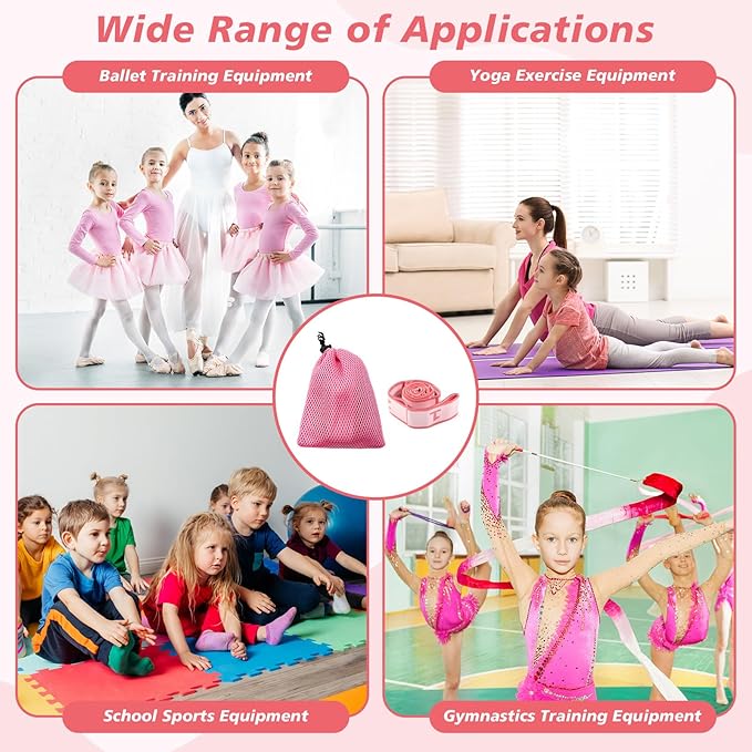 Soulchen 12 Sets Stretching Strap with 8 Loops for Kids Include 12 Storage Bags 12 Children Gymnastics Stretching Strap for Cheer Dance Training Elastic Band Cheerleading Training Ballet Yoga (Pink) - Bloomnest