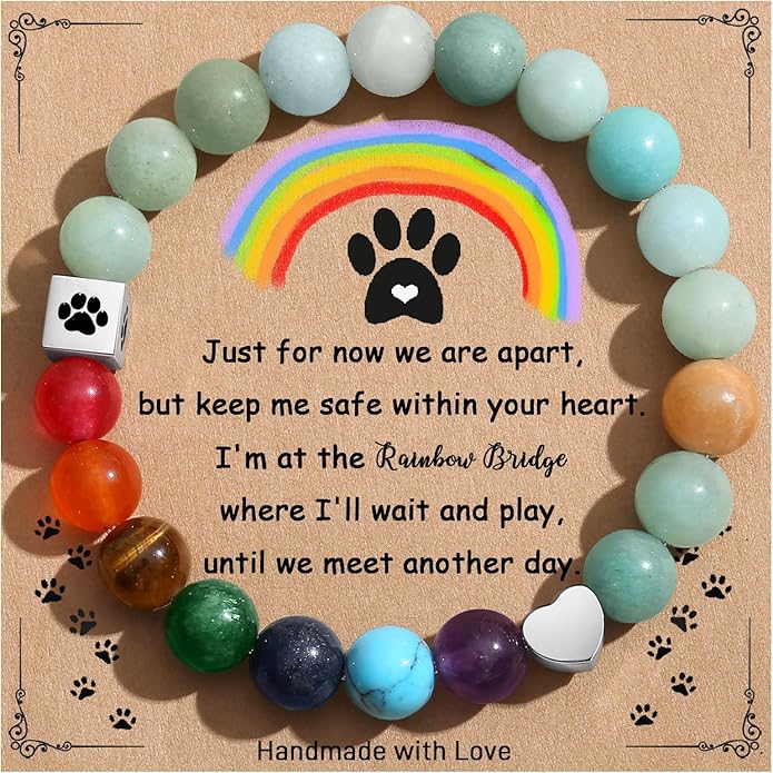TONY & SANDY Dog Memorial Gifts, Pet Sympathy Rainbow Bridge Pet Memorial Bracelet for Men Women Girls Who Loss of Beloved Dog Cat - Bloomnest