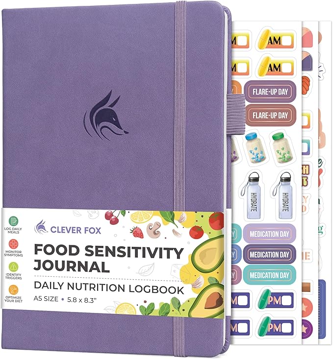 Clever Fox Food Sensitivity Journal – Daily Intolerance & Symptom Log for IBS, Diabetic, Low Fodmap, Elimination Diet – Health Tracker (Lavender) - Bloomnest