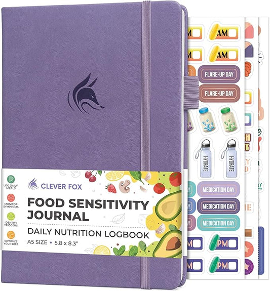 Clever Fox Food Sensitivity Journal – Daily Intolerance & Symptom Log for IBS, Diabetic, Low Fodmap, Elimination Diet – Health Tracker (Lavender) - Bloomnest
