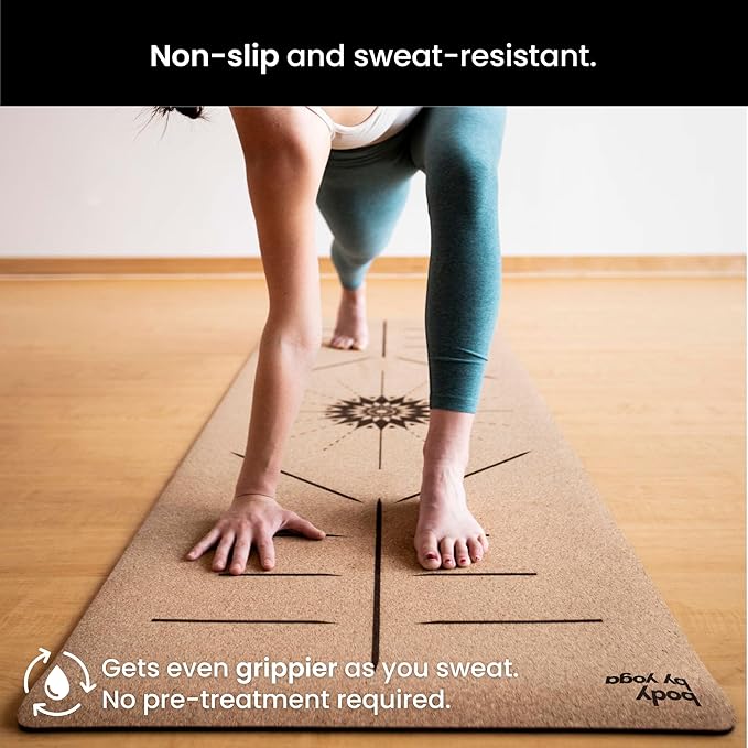 Luxury Cork Yoga Mat - Non Slip, Extra Thick Grip. Thicker, Longer, and Wider for More Comfort and Support. Tough Enough For Hot Yoga. Natural, Non Toxic, and Eco Friendly. Optional Alignment Lines. - Bloomnest