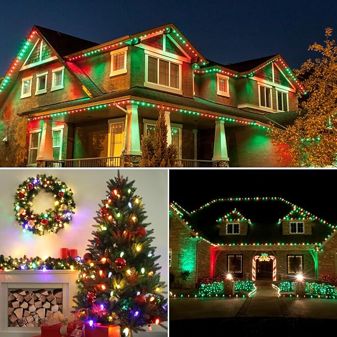 Meconard C7 Led Replacement Christmas Light Bulb, C7 Shatterproof Led Bulbs for Christmas Indoor Outdoor String Lights, E12 Candelabra Base Red Light Bulbs Green Light Bulb, 25 Pack - Bloomnest