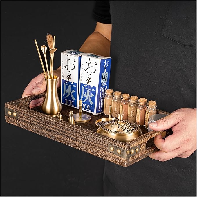 Chinese Incense Burner Kit, Powder Incense Burner,Incense Mold Tool Kit Pure Copper, Home Fragrance Accessory with Incense Mold Tools, Brass Incense Burner for Yoga Meditation - Bloomnest
