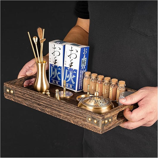 Chinese Incense Burner Kit, Powder Incense Burner,Incense Mold Tool Kit Pure Copper, Home Fragrance Accessory with Incense Mold Tools, Brass Incense Burner for Yoga Meditation - Bloomnest