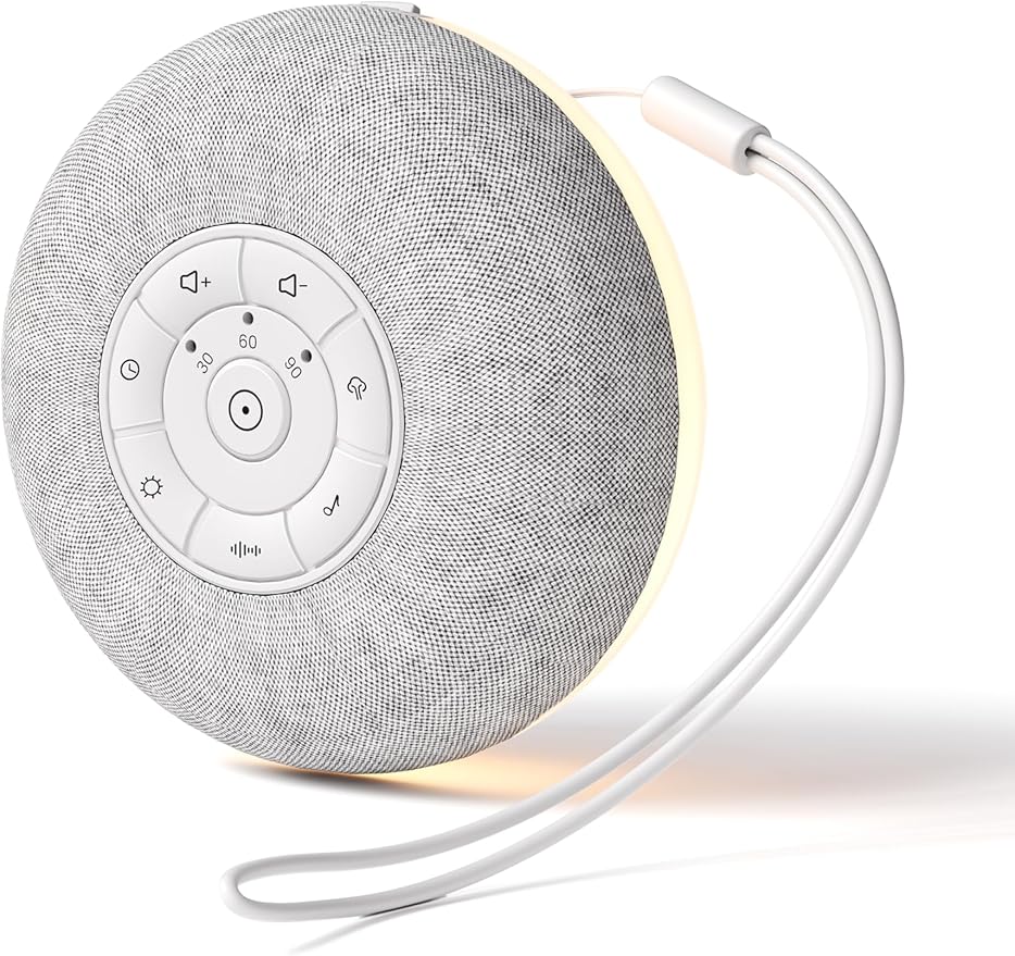Portable Sound Machine, Long Battery with Loud Bluetooth Speaker, 39 Special Soothing Sounds, White Noise Sound Machine for Sleeping