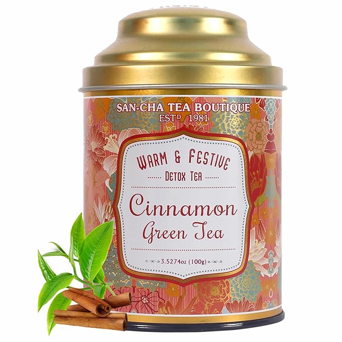 Sancha Tea Boutique, Cinnamon Green Tea, 100g Whole Leaves, High Mountain Green Tea blended with real Cinnamon - Bloomnest