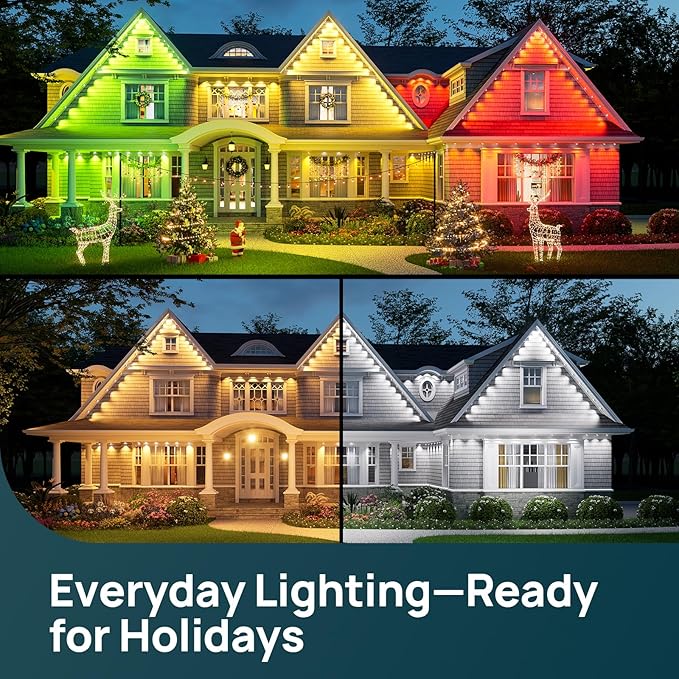 Linkind Permanent Outdoor Lights HP5,Smart AI RGBTW 100ft Christmas Lights, 85 Scenes Modes for Daily Holiday Christmas Decorations,IP67 Waterproof, Compatible with Alexa,Google Assistant - Bloomnest