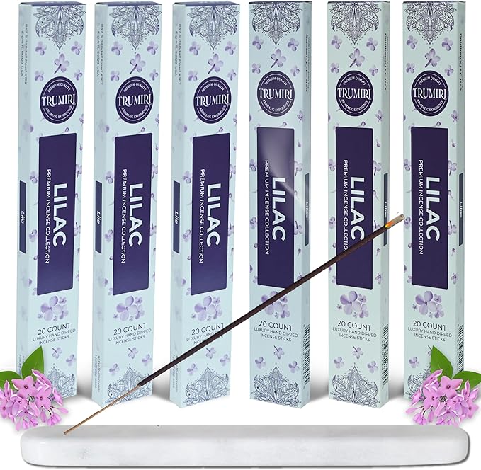 Lilac Incense Sticks - Total 120 Insence-Sticks - 6 Packs of 20 Insense - Inciensos - Inscents - Natural Non Toxic Ingredients - Incents - Incence - Inscense - Insents TRUMIRI