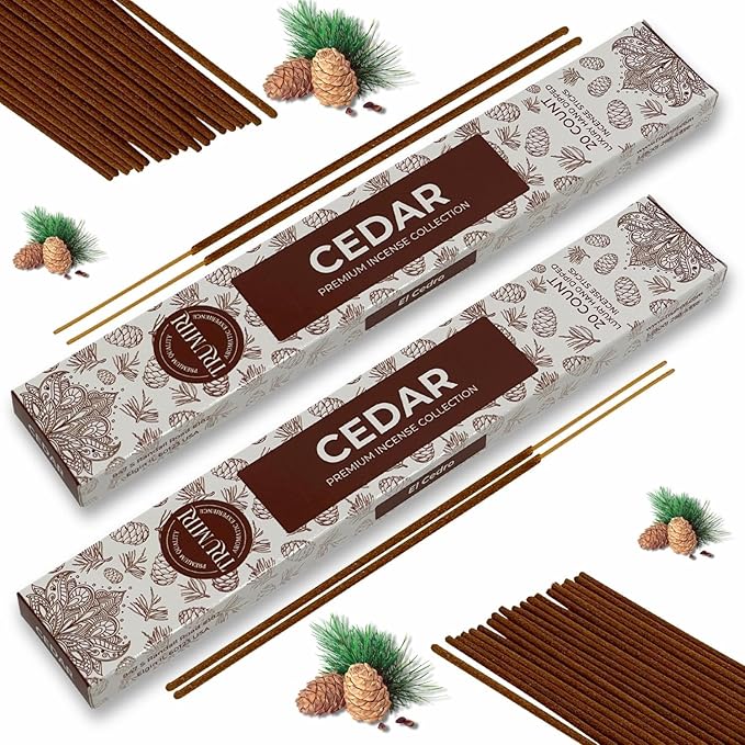 Cedar Incense Sticks - Total 40 Insence-Sticks - Dual Pack of 20 Insense - Inciensos - Inscents - Natural Non Toxic Ingredients - Incents - Incence - Inscense - Insents TRUMIRI