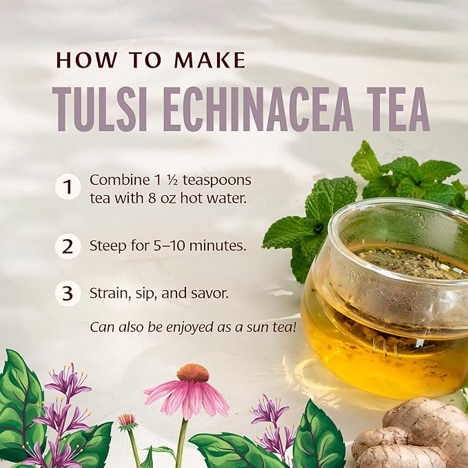 Banyan Botanicals Tulsi Echinacea Tea – Organic Immune Support with Turmeric & Rosehip – Caffeine Free Tea for Healthy Immune Function* – 2 oz. – Non-GMO Sustainably Sourced Herbal Loose Leaf - Bloomnest