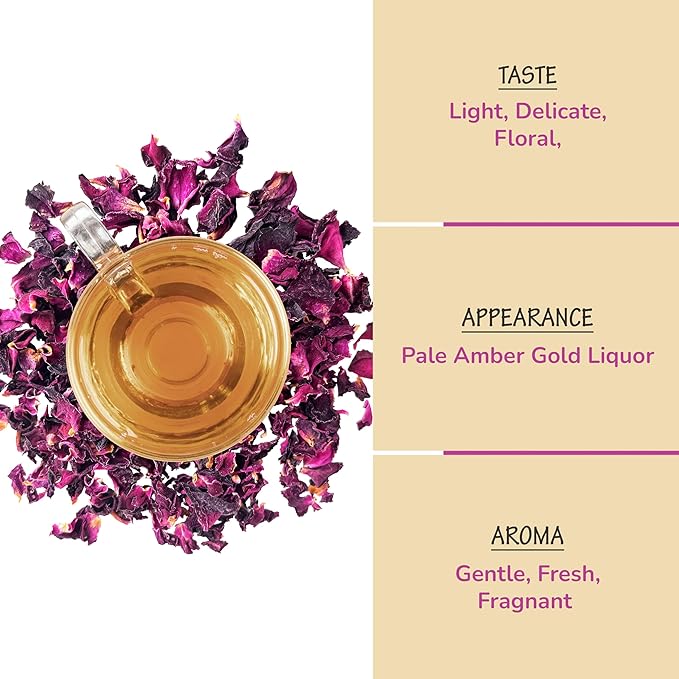 BREWIX, Pure Dried Rose Petals Loose Tea (25+ Cups,1.76oz/50g) Edible Flowers for Cocktails,Garnishing & Drinks, Tea,Baking,Desserts,Bread,Cake,Bath,DIY Skincare Edible Rose Petals in Resealable Bag - Bloomnest