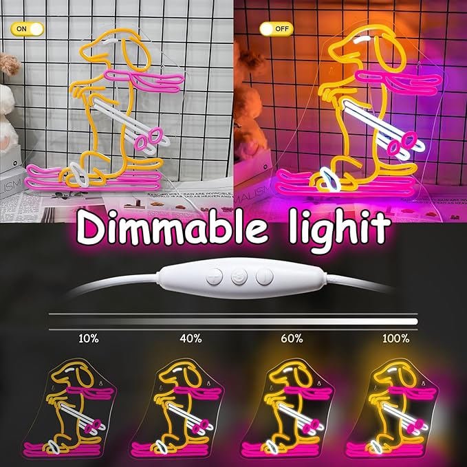 Lucunstar Skiing Dachshund Neon Sign Dog LED Sign for Wall Decor Dachshund Decor USB Connectivity Adjustable Brightness Ski Neon Light Up Pet Shop Bedroom Wall Gifts for Dog Lover - Bloomnest