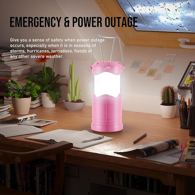 Lichamp LED Camping Lantern, 4 Pack Battery Powered Flashlight for Power Outages, Portable Collapsible Hanging Light Essential for Home, Outdoor, Emergency Lamp Survival Kit Gear for Hurricane, C1 - Bloomnest