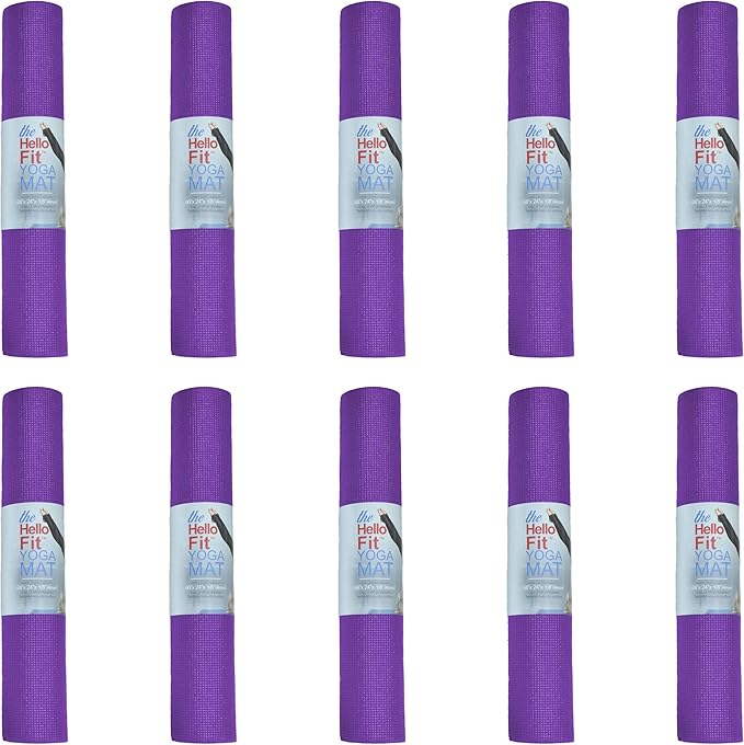 Hello Fit 10-Pack Yoga Mat, 68" x 24" Non Slip Exercise Mat, 4mm Thick Gym Mat for Fitness and Stretching, Bulk Non Toxic Yoga Mats for Schools and Studios - Bloomnest