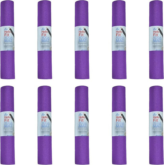 Hello Fit 10-Pack Yoga Mat, 68" x 24" Non Slip Exercise Mat, 4mm Thick Gym Mat for Fitness and Stretching, Bulk Non Toxic Yoga Mats for Schools and Studios - Bloomnest