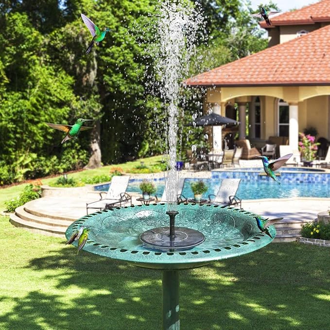 Solar Fountain Water Pump for Bird Bath, New Upgraded Mini Solar Powered Fountain Pump 1.5W Free Standing Solar Panel Kit Water Fountain for Garden, Pond, Pool, and Outdoor - Bloomnest