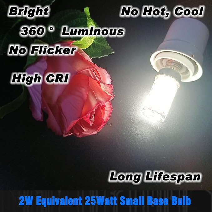 25 Watt Equivalent LED Decorative Candelabra Bulbs Daylight White 6000K 2 Watt 300lm E12 Small Base Idear for Ceiling Fan Chandelier Bathroom Vanity Mirror Light Dryer Drum Bulbs, Non-Dimmable, 4 Pack - Bloomnest