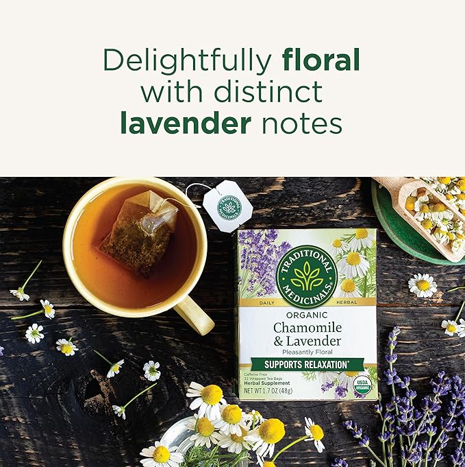 Traditional Medicinals Tea, Organic Chamomile & Lavender, Stress Relief, 32 Tea Bags - Bloomnest