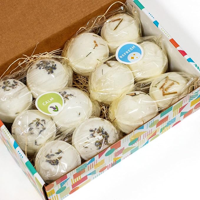 Variety Pack Bath Bombs, Color-Free Calm and Refresh Scents, 2.5 oz, Support Refugee Employment in The USA - Bloomnest