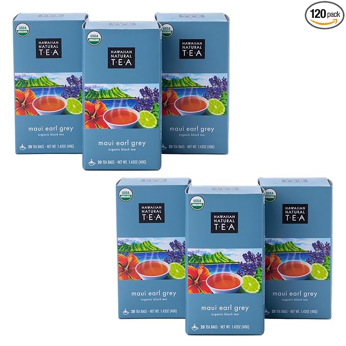 Hawaiian Natural Tea Organic Maui Lavender Earl Grey Tea Bags - Premium Black Tea - Antioxidant Rich - 120 Tea Bags - Bloomnest