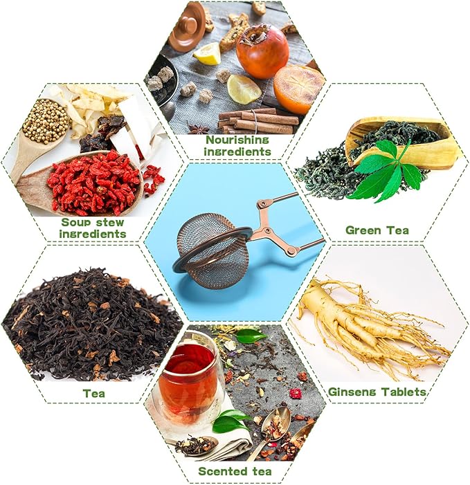 Yinder 20 Pcs Loose Leaf Tea Infuser Stainless Steel Mesh Snap Tea Ball Strainers with Handle Metal (Rose Gold)