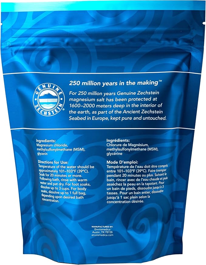 Ancient Minerals Magnesium Bath Flakes Ultra with OptiMSM – Pure Zechstein Magnesium Chloride and Organic Sulfur Bath Salts, Soothing Mineral Soak for Skin & Body, 1.65 lb - Bloomnest