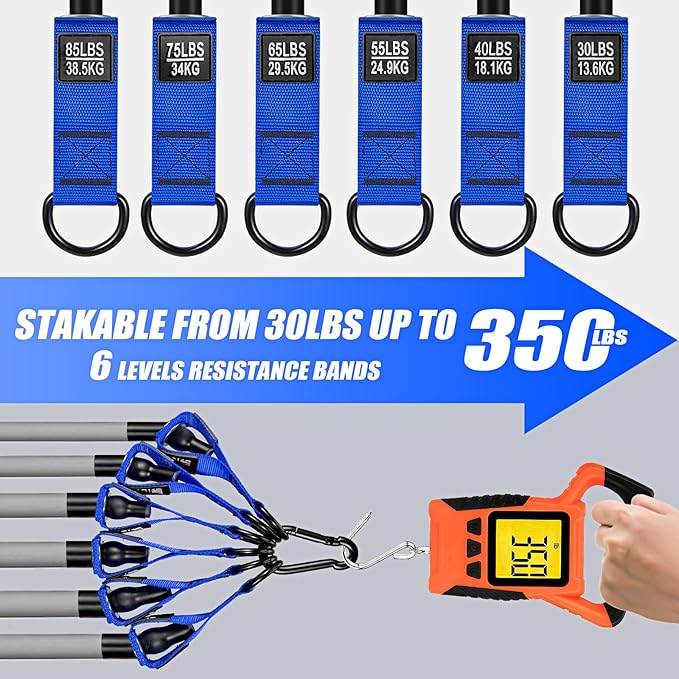 Heavy Resistance Bands for Working Out, 350lbs/450lbs Exercise Bands with Handles, Workout Bands Set for Men, Fitness Weight Bands for Muscle Strength Training, Stretching, Slim, Home Gym Equipment - Bloomnest
