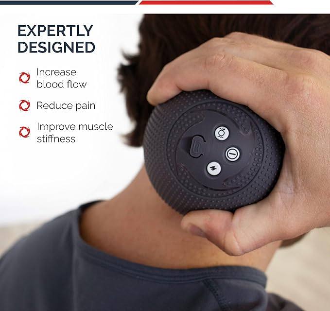 MyoStorm Mini Meteor Heating Vibrating Massage Ball Roller for Muscle Recovery Therapy and Pain Relief + 4 Speed Vibration, Portable - Bloomnest