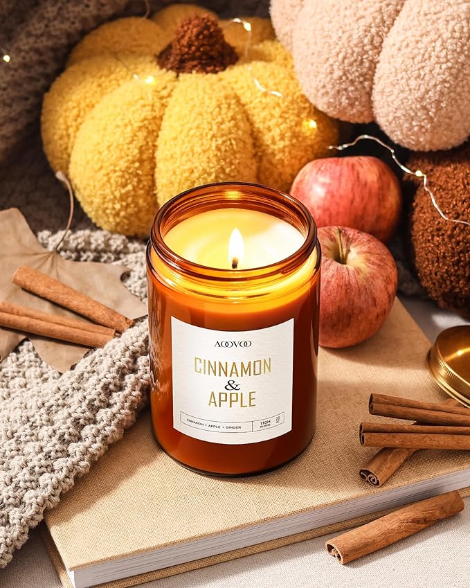 AOOVOO Apple Cinnamon Candles - 22 oz Scented Candles, Aromatherapy Candle, Soy Candle for Home Scented - Bloomnest