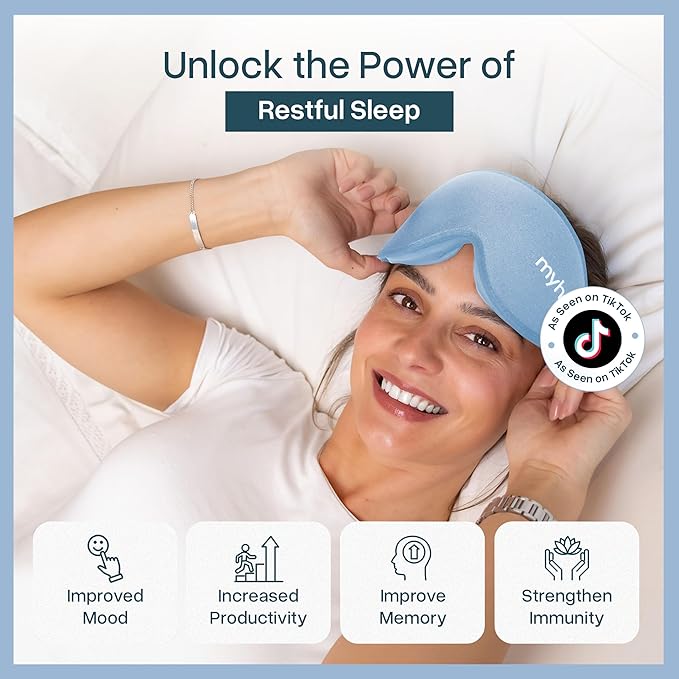 MyHalos® Sleep Mask - Eye Masks for Sleep - 100% Blackout Sleeping Mask for Women, Men & Side Sleepers - 3D Sleeping Eye Mask for Zero Pressure - Award Winning Design, Eyelash Friendly & Breathable