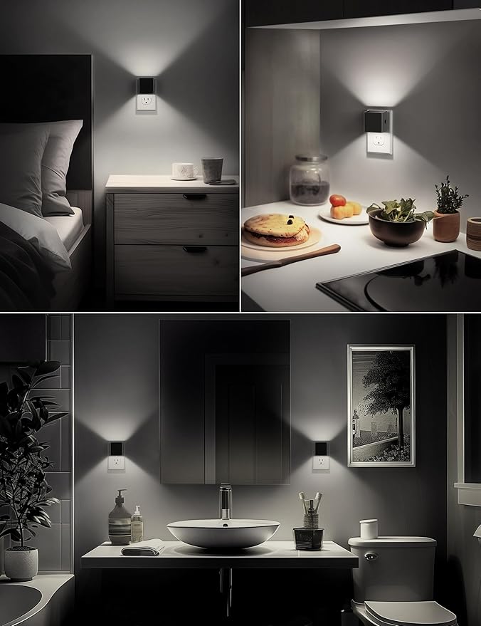DORESshop LED Night Lights Plug into Wall [2 Pack], Plug in Nightlight, 3 Level Brightness Adjustable Night Light, Dusk to Dawn Sensor, Nightlights for Adults, Bedroom, Bathroom, Hallway, 5000K - Bloomnest
