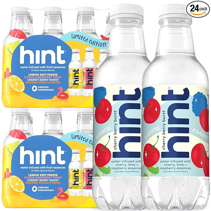 Hint Fruit-Infused Bottled Water, Summer Classics Variety Pack - Sugar Free Flavored Water with Zero Calories, Natural Fruit Essences, and No Artificial Sweeteners - 16 Fl Oz (Pack of 24) - Bloomnest