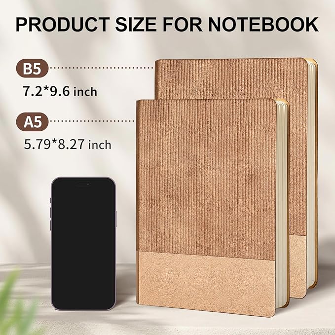Lined Journal Notebook for Work College Ruled Note Book 7.2"x9.6" B5 PU Leather Daily Journaling 160 Pages for Women Men Writing Home School Supplies Business RoseGold - Bloomnest