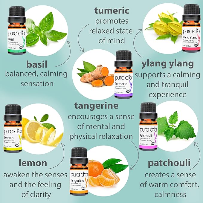 PURA D'OR Organic Sweet16 Essential Oils Set - 16x 10mL Wood Box Aromatherapy Gift Set - 100% Pure Therapeutic Grade for Relaxation and Wellness (Lavender, Rosemary, Turmeric, Ylang Ylang & More) - Bloomnest