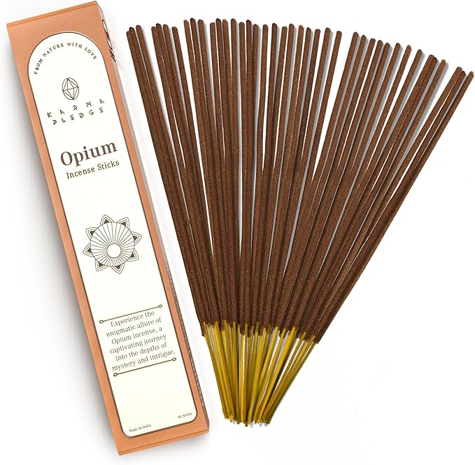 Opium Incense Sticks, Organic Hand Dipped Incense, Natural Herbs & Aromatic Ingredients, Contain 40 Sticks Inside, Burn Time 45-60 Min, Spiritual Gifts, Incense By Karma Pledge KARMAPLEDGE