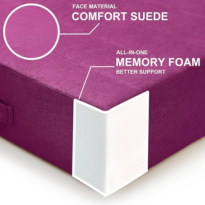 2 Pcs High Density Foam Floor Pillow - Upgraded Large Pillows Seating for Adults - Outdoor Floor Cushion with Soft Tufted Cover - Yoga Pillows for Sitting On Floor - 22 Inch Purple - Bloomnest