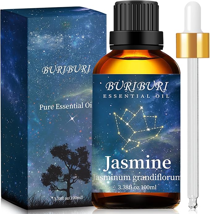 BURIBURI Jasmine Essential Oil 100% Pure Undiluted Aromatherapy Jasmine Oil 100ML/3.38fl.oz for Soap, Candle Making, Massage, Diffuser, Humidifier - Bloomnest
