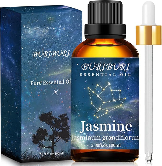 BURIBURI Jasmine Essential Oil 100% Pure Undiluted Aromatherapy Jasmine Oil 100ML/3.38fl.oz for Soap, Candle Making, Massage, Diffuser, Humidifier - Bloomnest