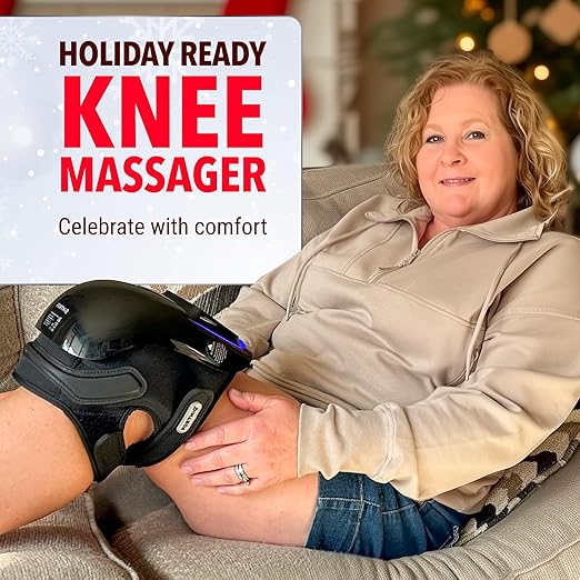 FORTHiQ Knee Massager Pro+ with Heat, Red Light and Vibration, 6-in-1, Dual-Wavelength - Cordless, Portable, Adjustable Straps, Easy to Use, Saves Your Settings - Bloomnest
