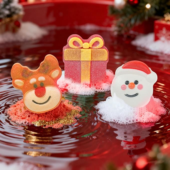 Christmas Bath Bombs for Kids & Women, Handmade Bath Bomb Gift Set of 12 Festive Shapes, Perfect Stocking Stuffers for Teen Girls & Boys, Skin Care Bathbombs as Christmas Gifts for Kids - Bloomnest