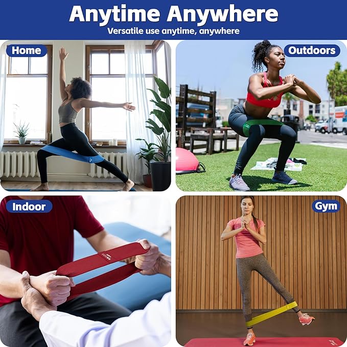 Resistance Bands for Working Out - Exercise Bands Set with Workout Guide - Fabric Elastic Bands for Physical Therapy - Fitness Bands Ideal for Legs Hip Glute - Bloomnest