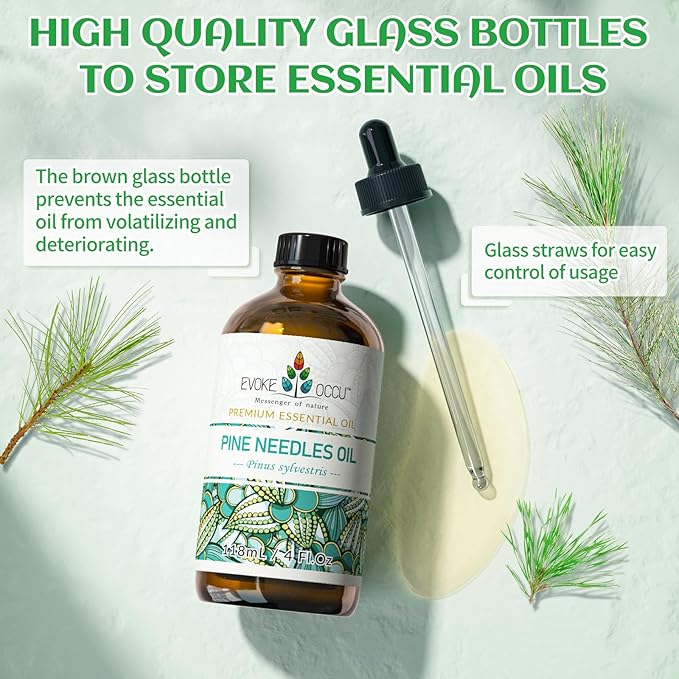 EVOKE OCCU Pine Essential Oil for Diffuser, Fresh Pine Scent for Aromatherapy, Skin, Hair Care, Soap & Candle Making - 4 Fl Oz - Bloomnest
