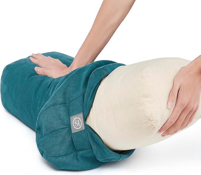 Meditation Cushion Bolster Pillow for Restorative Yoga – Supportive Cushion for Meditation, Pilates, and Relaxation – Filled with Buckwheat Hulls - Removable Cover - Bloomnest